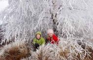 Children enjoying a hoar frost, near Twizel, South Island, New Zealand. Photograph: David Wall/Photo