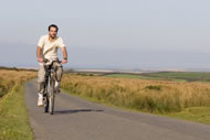 Mukti Mitchell cycling around the lanes of North Devon. Photograph: Paul Wilkinson 