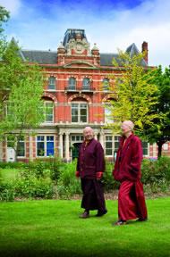 Director Lama Zangmo with Lama Yeshe outside the front of the Tibetan Buddhist Centre. Photograph by Gerry McCulloch