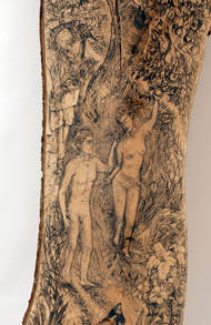 Garden, engraved lime wood, graphite, 2070x700mm (detail) by David Risk Kennard